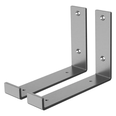 Image de ML Design Lot de 2 Supports d&#039;Étagère 20 x 14 4 cm, en Métal, Gris, Style Industriel, Forme L, Équerre pour Étagères Murales, Flottantes et Projets Bricolage, Matériel Montage Inclus
