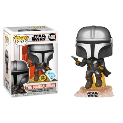 Image de Funko Pop! Star Wars The Mandalorian with Blaster Flying Glow in Dark Inside Club Exclusive