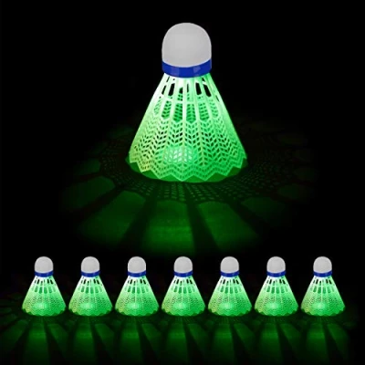 Image de Relaxdays Mixte Volant lumineux set de 8 balle badminton LED HxD 5 x 6 cm int rieur et ext rie, Blanc, unités EU