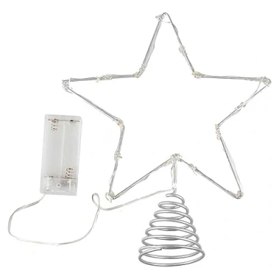 Image de Ginger Ray Cimier de Sapin Noël Moderne en Forme d&#039;étoile argentée avec lumières 25 cm