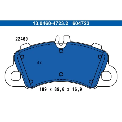 Image de ATE 13.0460 4723.2 Jeu de plaquettes frein préparé pour indicateur d&#039;usure, contact signal d&#039;usure exclu PORSCHE: Cayenne, Cayenne Coupe