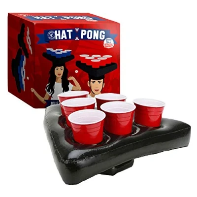 Image de Original Hat Pong Officiel Jeu Beer Qualité Premium 2 Chapeaux Gonflables 12 Red Cups Balles à Boire Soirée et Apéro House Party Créé par OriginalCup®