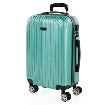 Image de ITACA Valise Cabine 55x40x20, Cabine, À roulettes, Roulette, Rigide, Résistant, Légère T71550, Bleu verdâtre