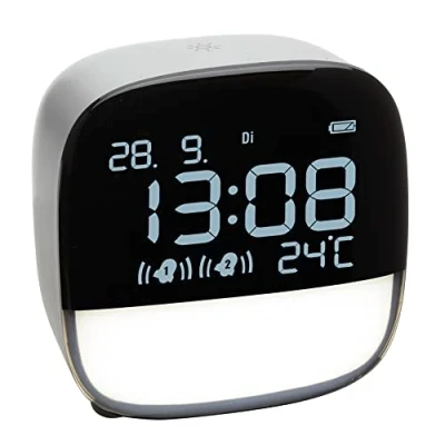 Image de TFA Dostmann Réveil numérique avec veilleuse LED, 60.2034.02, température intérieure Jour de la Semaine et Date Inclus, Batterie, 2 Heures réveil, Blanc