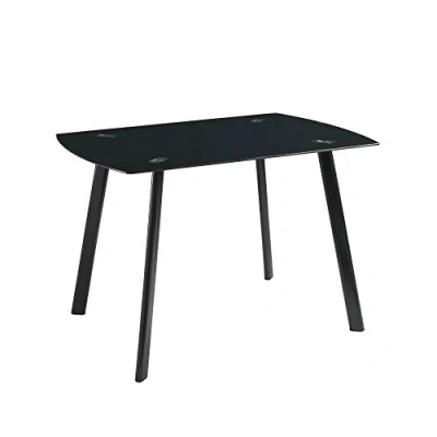 Image de MOMMA HOME Table à manger En verre Modèle Karla Noir Dimensions 120 x 80 75,5 cm trempé et structure métallique Forme rectangulaire