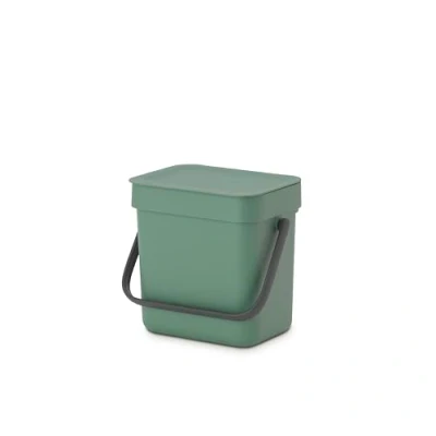 Image de Brabantia Sort &amp; Go 3L Composteur Cuisine Poignée de Transport Petite Poubelle Compost Table, Comptoir ou Sous la Vert 19 x 14 18 cm