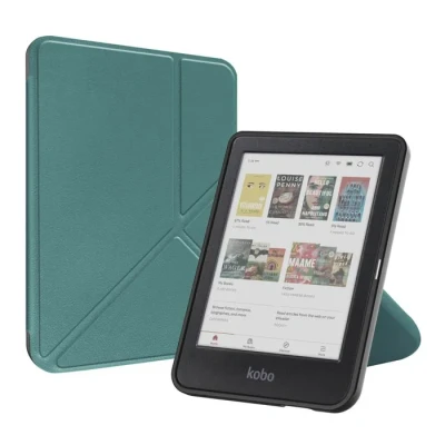 Image de Étui de liseuse IMOSHION Pliable Compatible Kobo Clara BW et Colour Similicuir Vert foncé 6 pouces