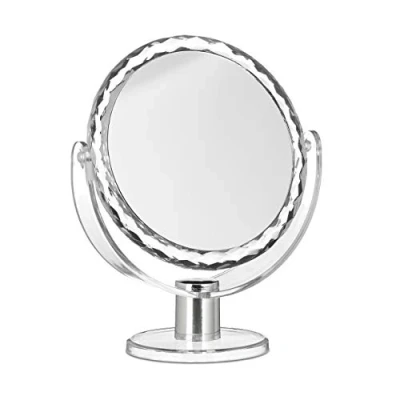 Image de Relaxdays miroir de maquillage grossissant à poser rond pivotant sur pied HxlxP: 23 x 19 10 cm, transparent