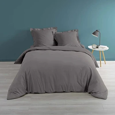 Image de douceur d&#039;intérieur, Housse de Couette (260 x 240 cm) Percaline Anthracite, Percale Coton
