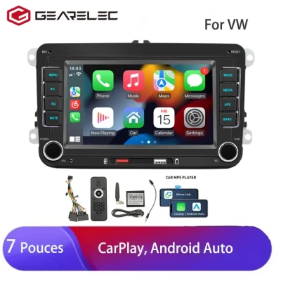 Image de Autoradio Bluetooth GEARELEC 7 pouces sans fil CarPlay Android Auto pour VW Passat Touran Caddy Jetta stéréo lecteur multimédia