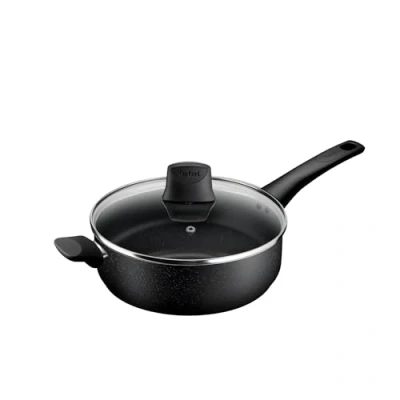 Image de Tefal Sauteuse en pierre de titane 26 cm + couvercle, revêtement anti adhésif haute performance, compatible avec toutes les cuisinières, y compris induction, E1053345