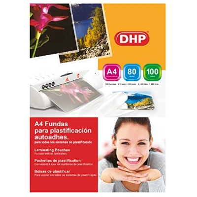 Image de Lot de 100 pochettes plastification DHP Format A4 autocollant, 80 microns
