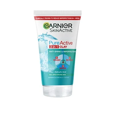 Image de Garnier Pure Active Nettoyant Quotidien Profond Imperfections Et Brillance, 150 Ml (Lot De 1), L&#039;emballage peut varier