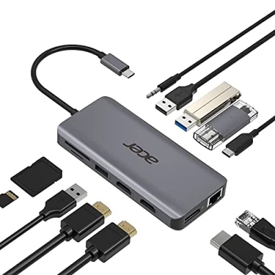 Image de Acer HP.DSCAB.009 Station d&#039;accueil avec Fil USB 3.2 Gen 1 (3.1 1) Type C Argent