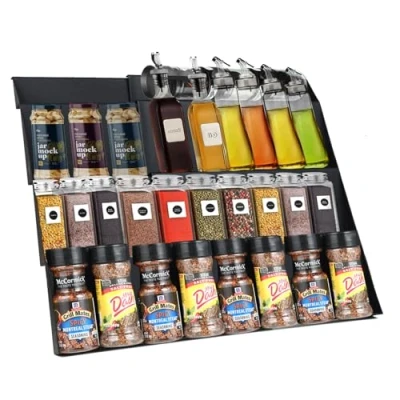 Image de tiroir a epices Rangement cuisine Range epice largeur réglable de 30 cm à 60 design quatre niveaux idéal pour organiser les épices dans la