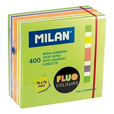 Image de Bloc 400 notes adhésives couleurs Fluo 76 x mm (vert, multicolore)