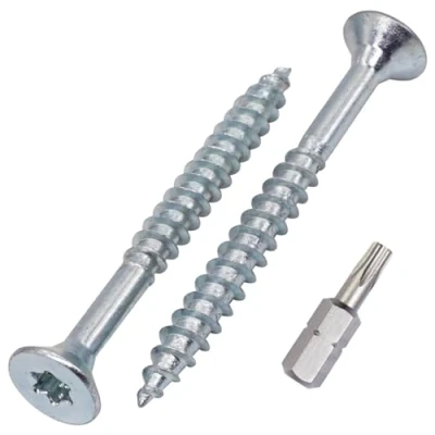 Image de SKIR&#039;CO (20 pièces) Vis à bois en acier zingué 6,0 x 60 mm, tête fraisée Torx, pour panneaux d&#039;aggloméré, Filetage partiel