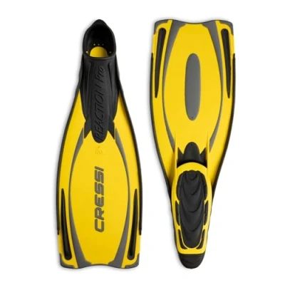 Image de Cressi Reation Ultra Visible Reaction Pro Palme chaussante Mixte, Jaune/Argent, 40/41
