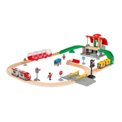 Image de BRIO World 33989 Circuit Gare Centrale Coffret Complet 37 pièces Passage à Niveaux et Tunnel de Train en Bois Dès 3 Ans