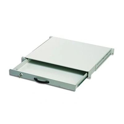 Image de DIGITUS Rangement pour documents verrouillable avec poignée (1U) 44 x 481 400 mm, couleur gris (RAL 7035)