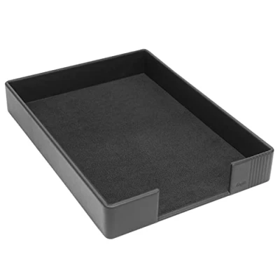 Image de Läufer 35076 Ambiente La Linea Boîte à papier en cuir véritable Noir 35 x 25,5 5 cm