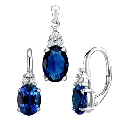 Image de SILVEGO LPS1381B Parure de Bijoux Femme Argent 925/1000 Saphir Synthèse