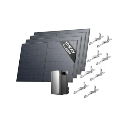 Image de ECOFLOW Kit solaire de STREAM Ultra, batterie 1,92 kWh, panneaux solaires rigides 520W*4 avec 4 support toit plat, entrées MPPT 2800 W, 2 ports CA 2300 tout en un onduleur