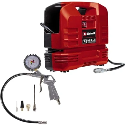 Image de Einhell Compresseur TC AC 190 OF Set (1 100 W, 8 bar max, puissance d’aspiration L/min, régime moteur 15 000 tr/min) avec kit de 3 adaptateurs