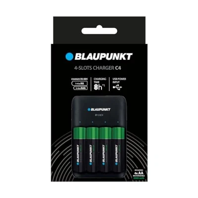 Image de Blaupunkt Chargeur de Piles USB, pour 1 4 Rechargeables AA,AAA, 8 10h Temps Charge, AA incluises 2000 mah
