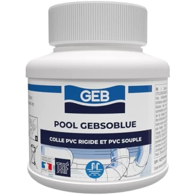 Image de GEB Colle PVC spécial piscine jaccuzzi irrigation Gebsoblue 125 ml pour assembler canalisations et raccords en