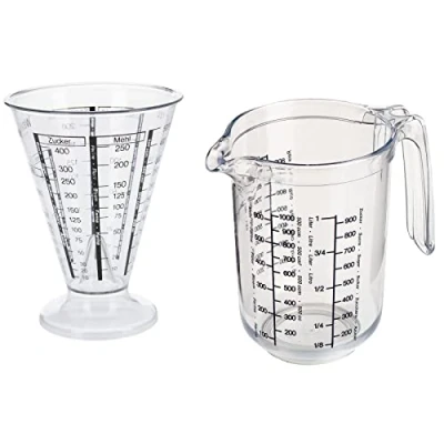 Image de Westmark Set, 2 pièces : 1 Pichet gradué + Gobelet avec Cône de mesure fin, en plusieurs langues et différentes Unités