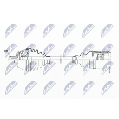 Image de NTY NPW AU 021 Arbre de transmission Essieu avant droit 483 Boîte vitesses à variateur classique (CVT, continu) AUDI: A6 C6 Avant, Berline