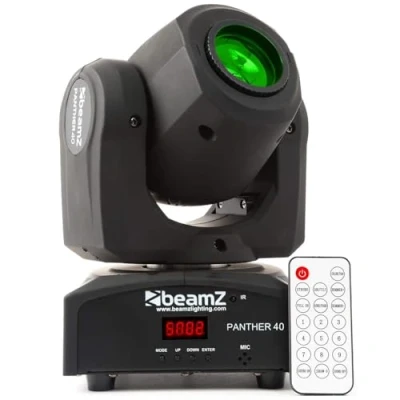 Image de Beamz Panther 40 Lyre Spot LED Blanche 45W, Faisceau 11, 5, 9 ou 11 Canaux DMX, Roue de 7x Gobos, Effets 7 Couleurs + Blanc