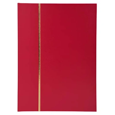 Image de Exacompta Réf. 26153E 1 album de timbres classique 48 pages noires Dimensions extérieures : 22,5 x 30,5 cm Couverture en simili cuir 9 bandes acétate Coloris rouge