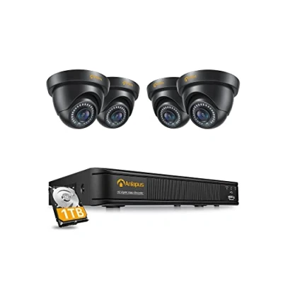 Image de Anlapus 8CH 1080P H.265+ DVR et 1TB Disque Dur avec Caméra de Surveillance Extérieure IP66 2MP, Alerte par Email App Gratuite pour Accès à Distance