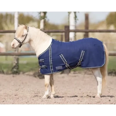 Image de Plaid couverture polaire pour falabella shetty bride mini, chevaux, bleu, taille 65 cm