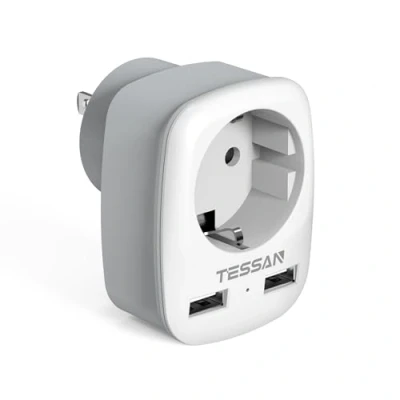Image de TESSAN Adaptateur Prise USA, France vers USA avec 2 USB, Americaine, Voyage pour Canada Américaine Mexique Thailande Dominicaine, Type B