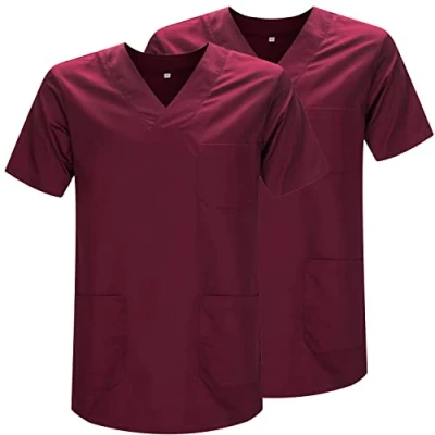 Image de Misemiya Pack 2 Pcs SANITAIRE CASACA Unisexe Uniformes SANITAIRES Uniforme MEDICALE Réf 817 * X Large, Grenat 21