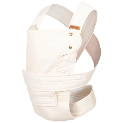Image de marsupi &gt; &lt; porte bébé et enfant pour nouveau né, très facile à mettre, avec système de fermeture velcro, version 2.0 (S/M, ecru)