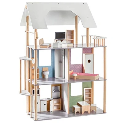 Image de howa Maison de poupées pour à Habiller Jusqu’à 30 cm avec Ensemble 19 Meubles en Bois 70103