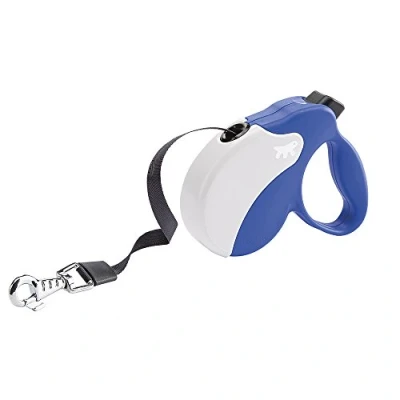 Image de Ferplast Laisse Chien Enrouleur Amigo Small, pour Petits Chiens jusqu&#039;à 15 Kg. Sangle Extensible Max 5 m. Bouton de Verrouillage et déverrouillage Unique, Bleu, Couvercle Blanc