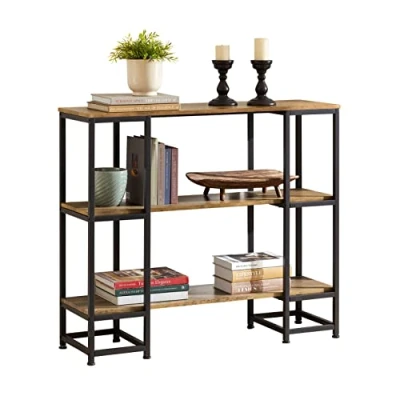 Image de SoBuy Table Console d’entrée Buffet Bout de Canapé d&#039;appoint avec 3 étagères Rangement L110 x P35 H96 cm, Cadre en Acier, Style Industriel, FSB33 F