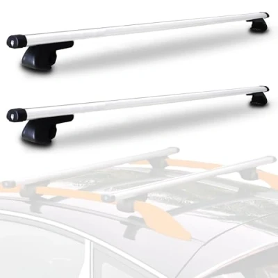 Image de 𝗕𝗮𝗿𝗿𝗲𝘀 𝗱𝗲 𝗧𝗼𝗶𝘁 𝗨𝗻𝗶𝘃𝗲𝗿𝘀𝗲𝗹𝗹𝗲𝘀, Barres Supérieures de Voiture Universelles pour Les Voyages Compatibles avec Rails Bagages, Barre Portable Le Transport.