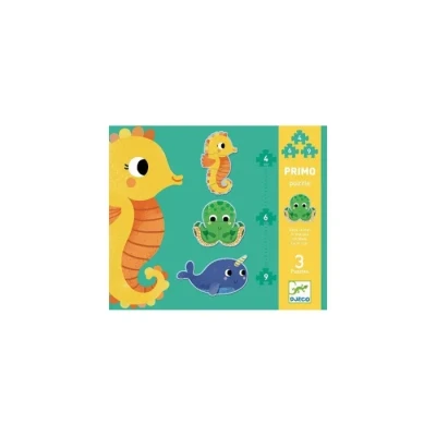 Image de Coffret 3 puzzles évolutifs Primo Dans la mer Djeco hippocampe, pieuvre et narval Multicolore
