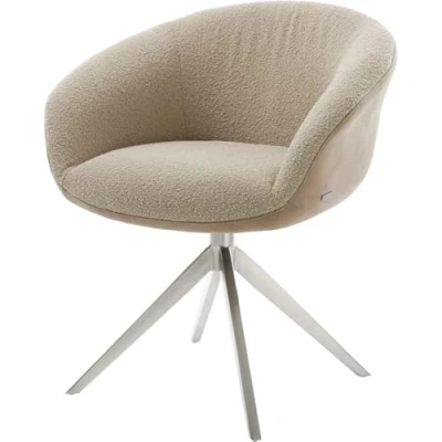 Image de Chaise pivotante Vinka Flex avec accoudoirs tissu mixte boue pied croisé large acier inoxydable brossé pivotement sur 360 fonction bascule ressorts ensachés