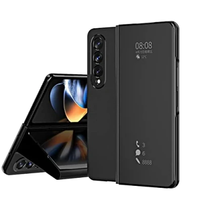 Image de BoerHang Coque pour Samsung Galaxy Z Fold 4 5G, Smart Clear View Cover, Standing Case, Translucide 360​​de Protection.(Noire)
