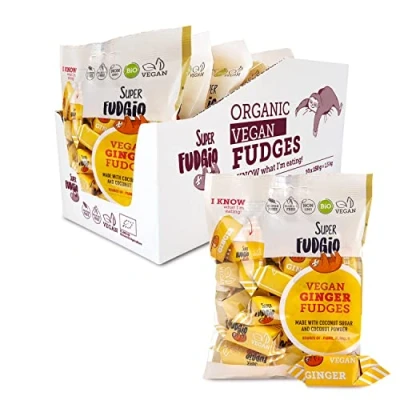Image de SUPER FUDGiO Bonbon de vache Vegan Caramel doux Bonon à base d&#039;ingrédients naturels sans huile palme Avec lait coco 100 % bio et sucre noix 10 x 150 g Gingembre