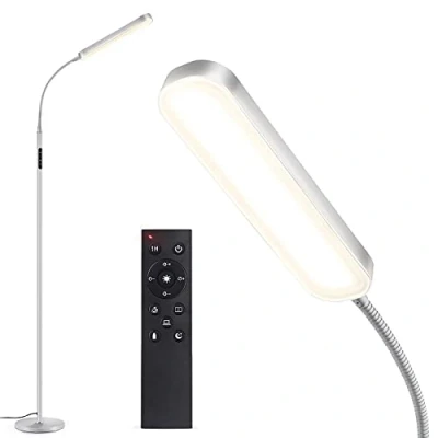 Image de OUTON Lampadaire sur Pied Salon, LED 15W/1500LM avec Télécommande et Contrôle Tactile,Minuterie 1 Heure,4 Températures de Couleur Dimmable Flexible à Col Cygne,Chambre,Bureau