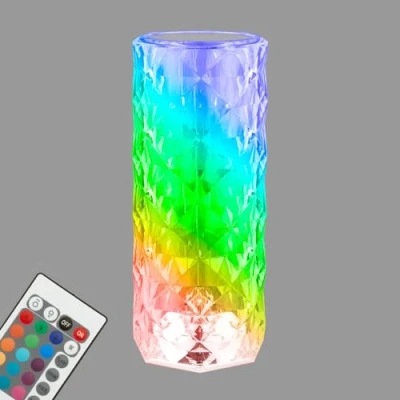 Image de BRILONER Lampe de chevet à batterie, table sans fil, LED RGB avec télécommande, cristal touch, lecture camping, Transparent, Câble USB C, 215x90mm (HxD)
