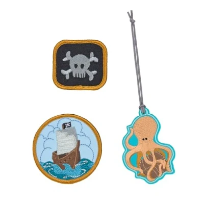 Image de LÄSSIG Set de pendentifs et d&#039;écussons (3 pièces) pour l&#039;école avec Bouton Pression/School Patches Pirates